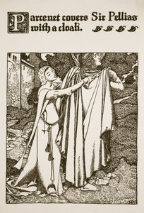 Parcenet copre Sir Pellias con un mantello, illustrazione da 